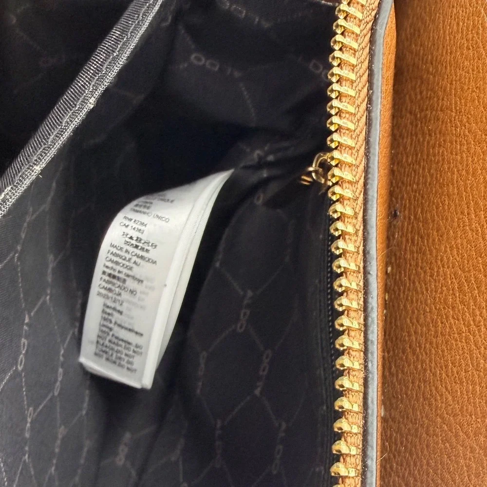 ALDO‎ Brown Faux Leather Satchel Crossbody Bag OS Retro Workwear Professional
